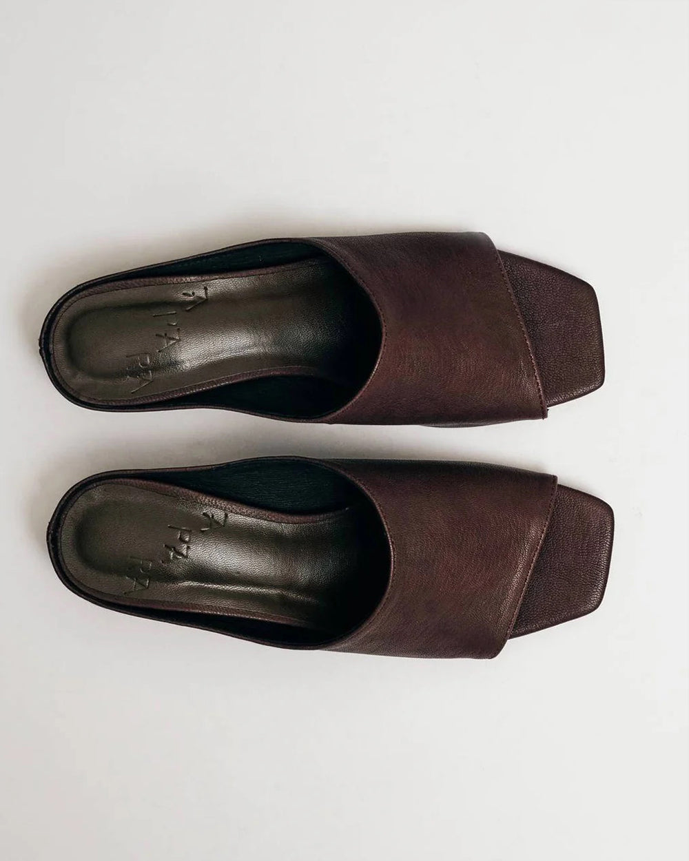 Asymmetrical Mules in Dark Brown