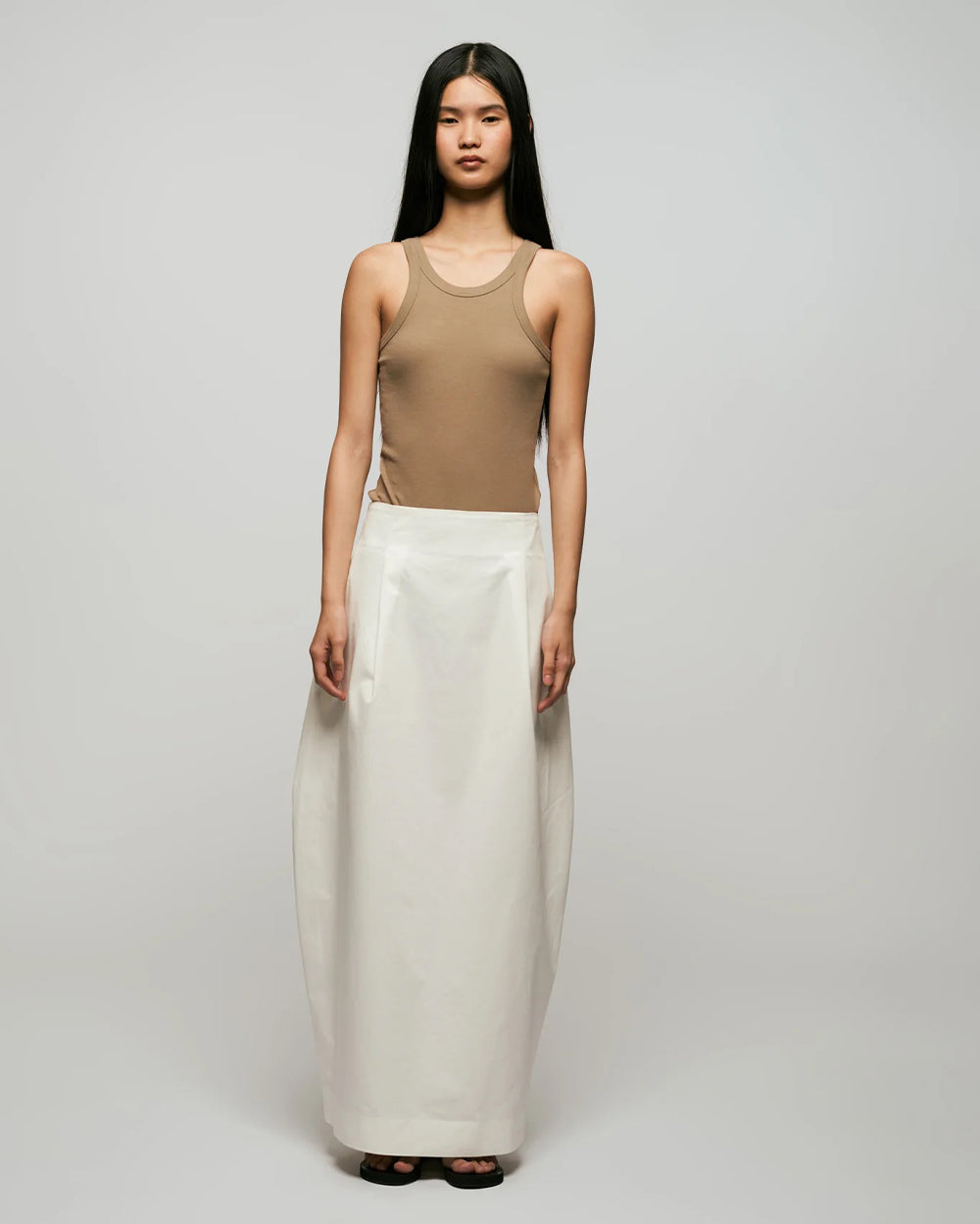 Long Cocoon Skirt in White