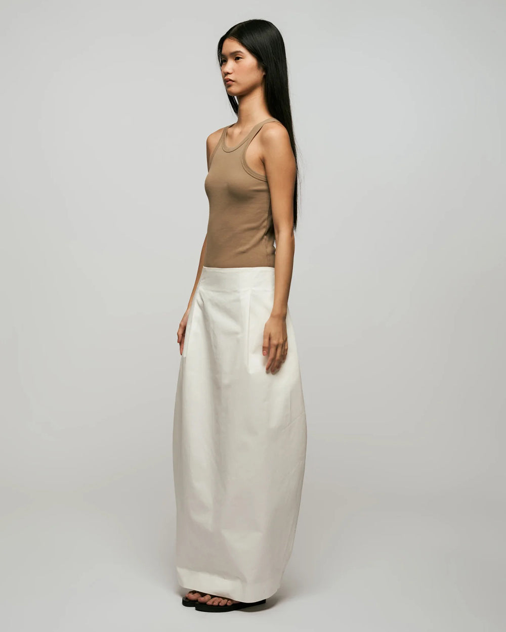 Long Cocoon Skirt in White
