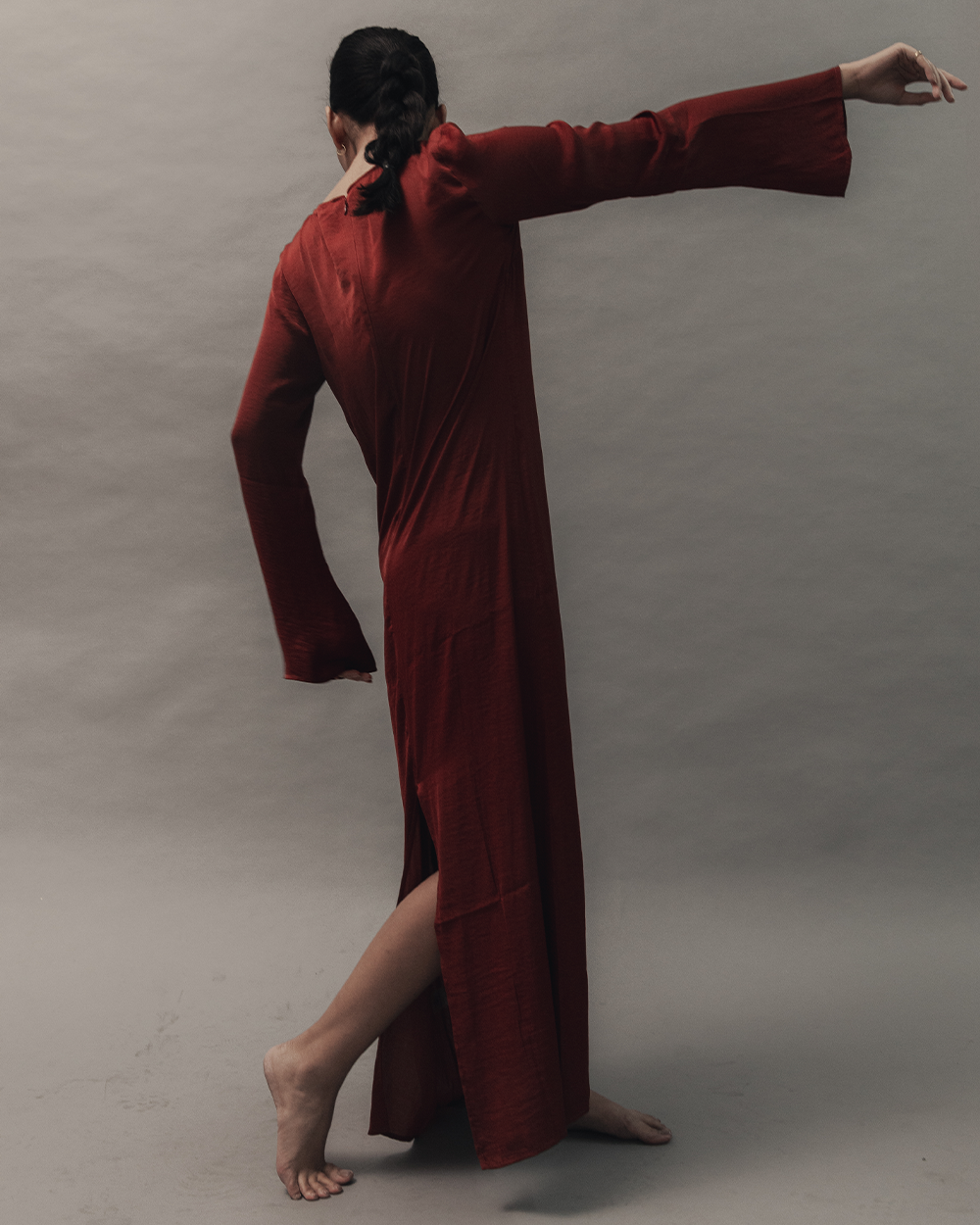 Bell Sleeve Dress in Red