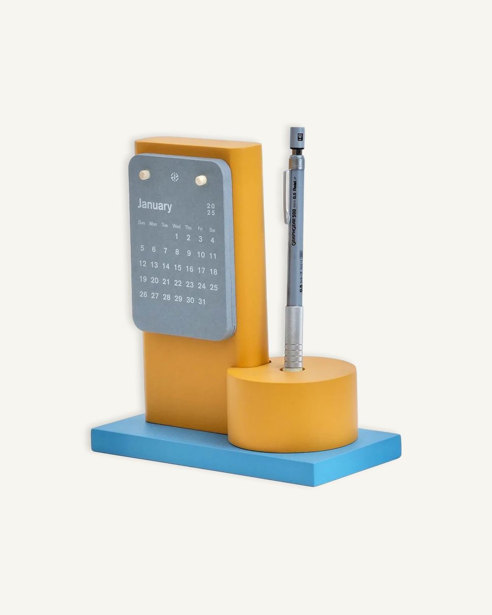 2025 Calendar Block in Yellow and Blue