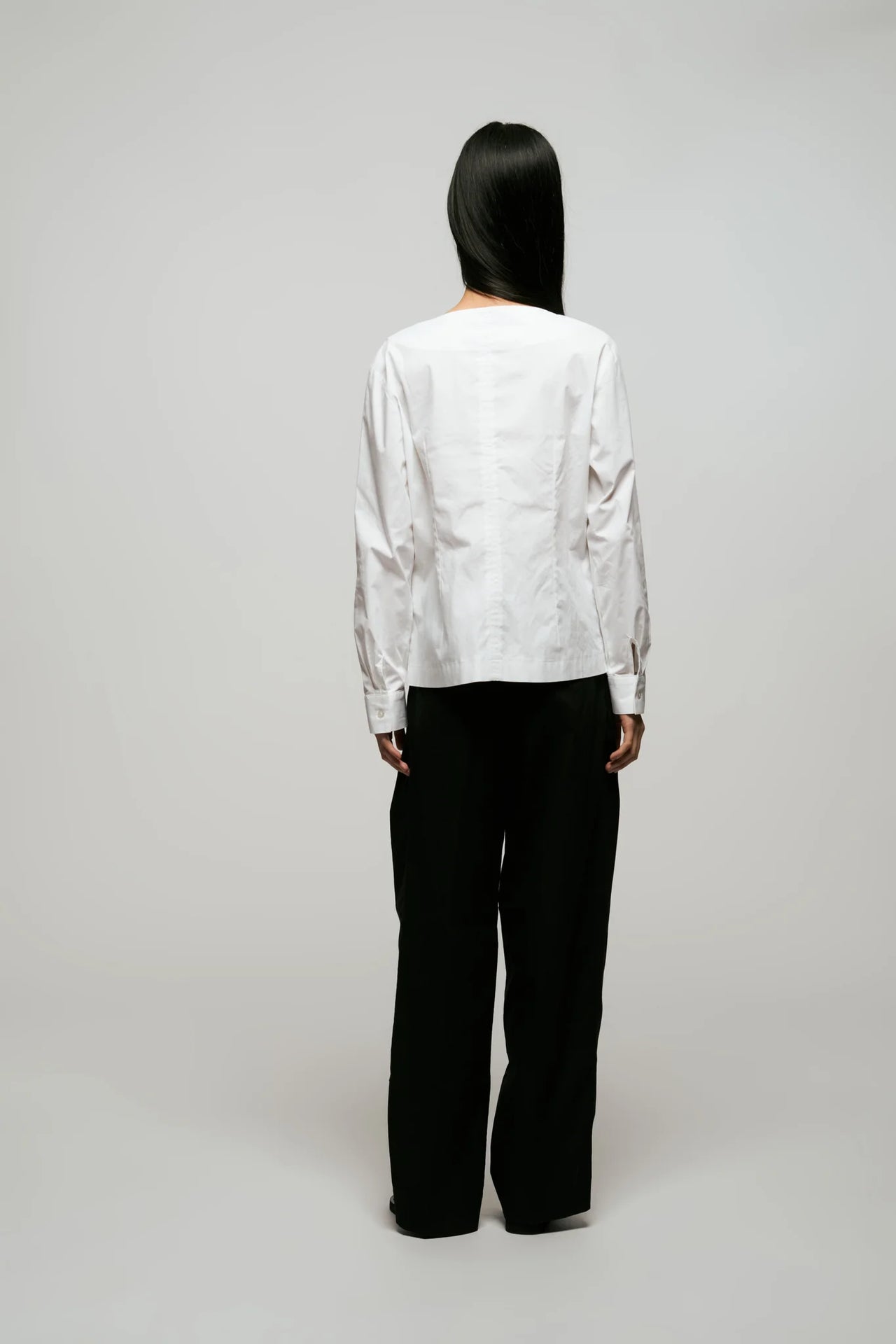Poplin Boat Neck Top in White