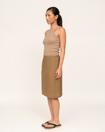 Knee Length Skirt in Moss