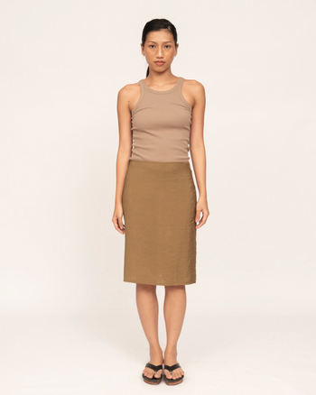 Knee Length Skirt in Moss
