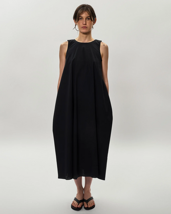Poplin Cocoon Dress in Black