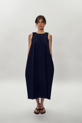 Poplin Cocoon Dress in Indigo