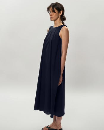 Poplin Cocoon Dress in Indigo