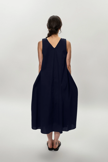 Poplin Cocoon Dress in Indigo