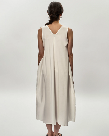 Poplin Cocoon Dress in White