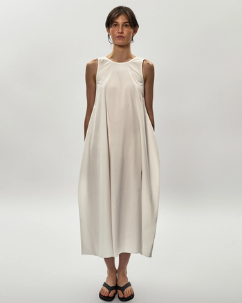 Poplin Cocoon Dress in White