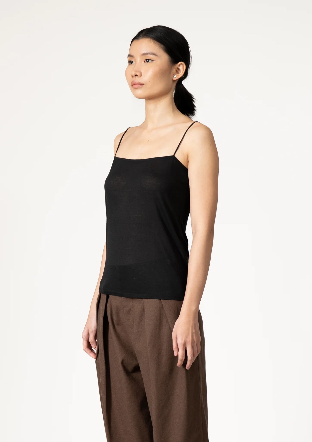 Rayon String Top in Black