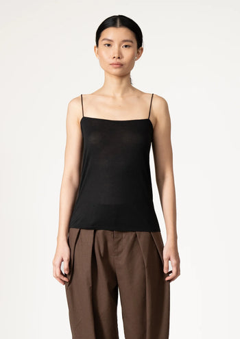 Rayon String Top in Black
