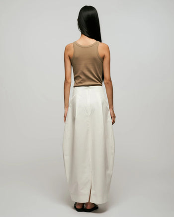 Long Cocoon Skirt in White