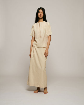 Mock Neck Sleeved Top in Cream
