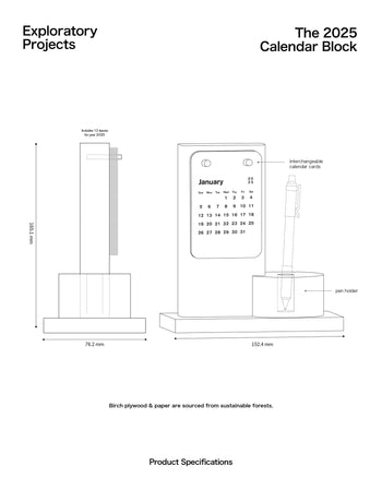 2025 Calendar Block in Yellow and Blue