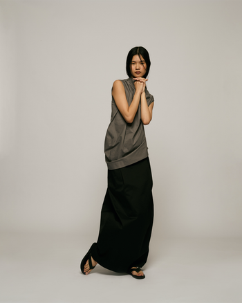 Long Cocoon Skirt in Black