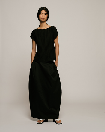 Long Cocoon Skirt in Black