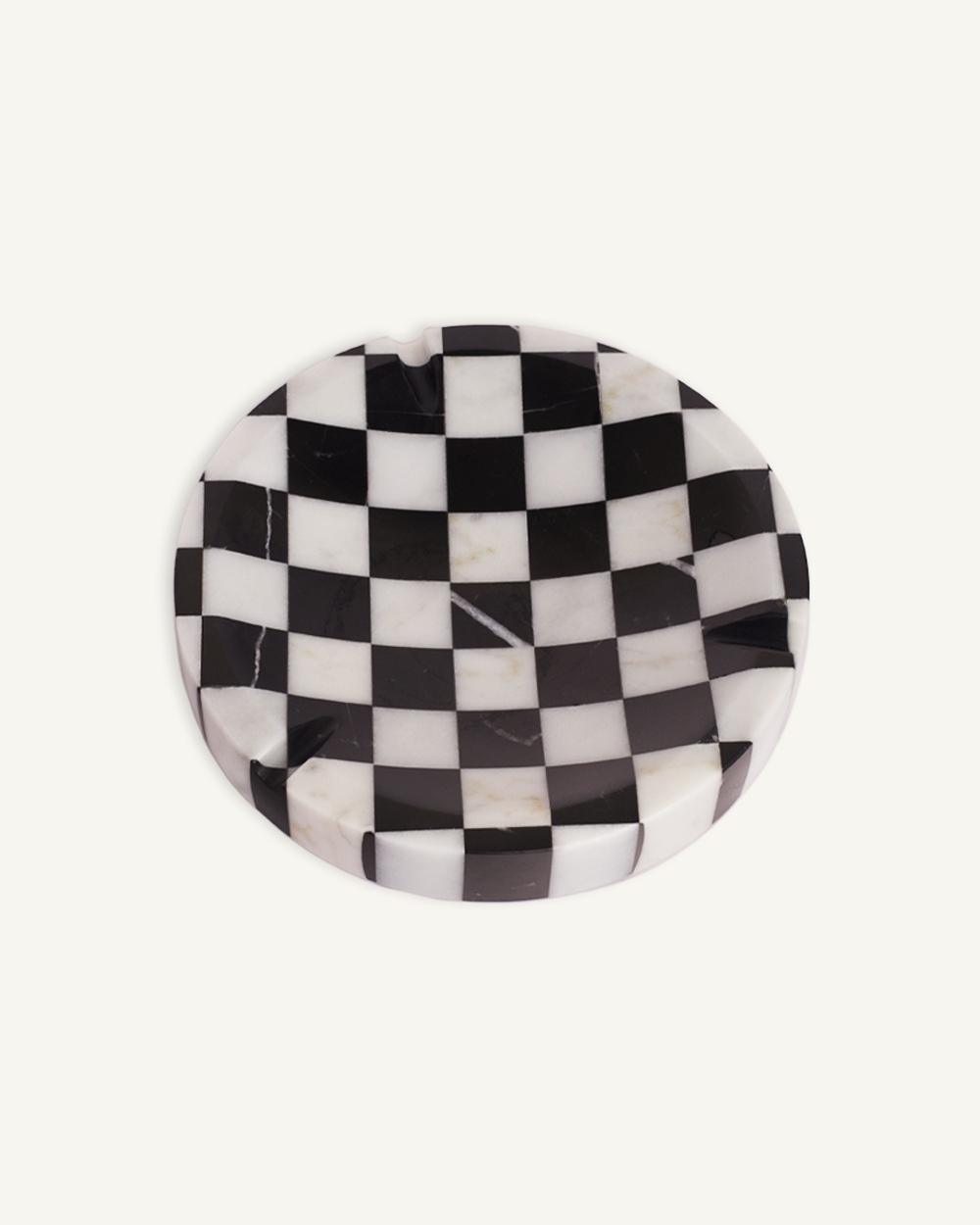 Round Chequered Marble Round Ashtray