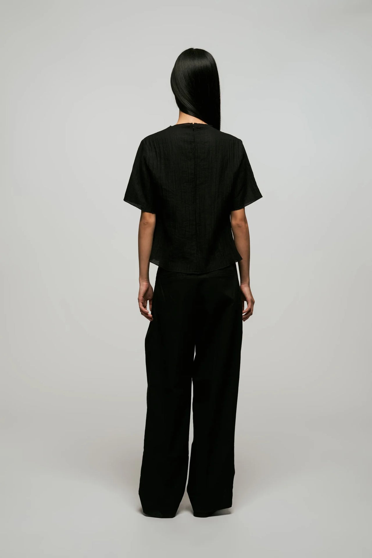 Mock Neck Sleeved Top in Black