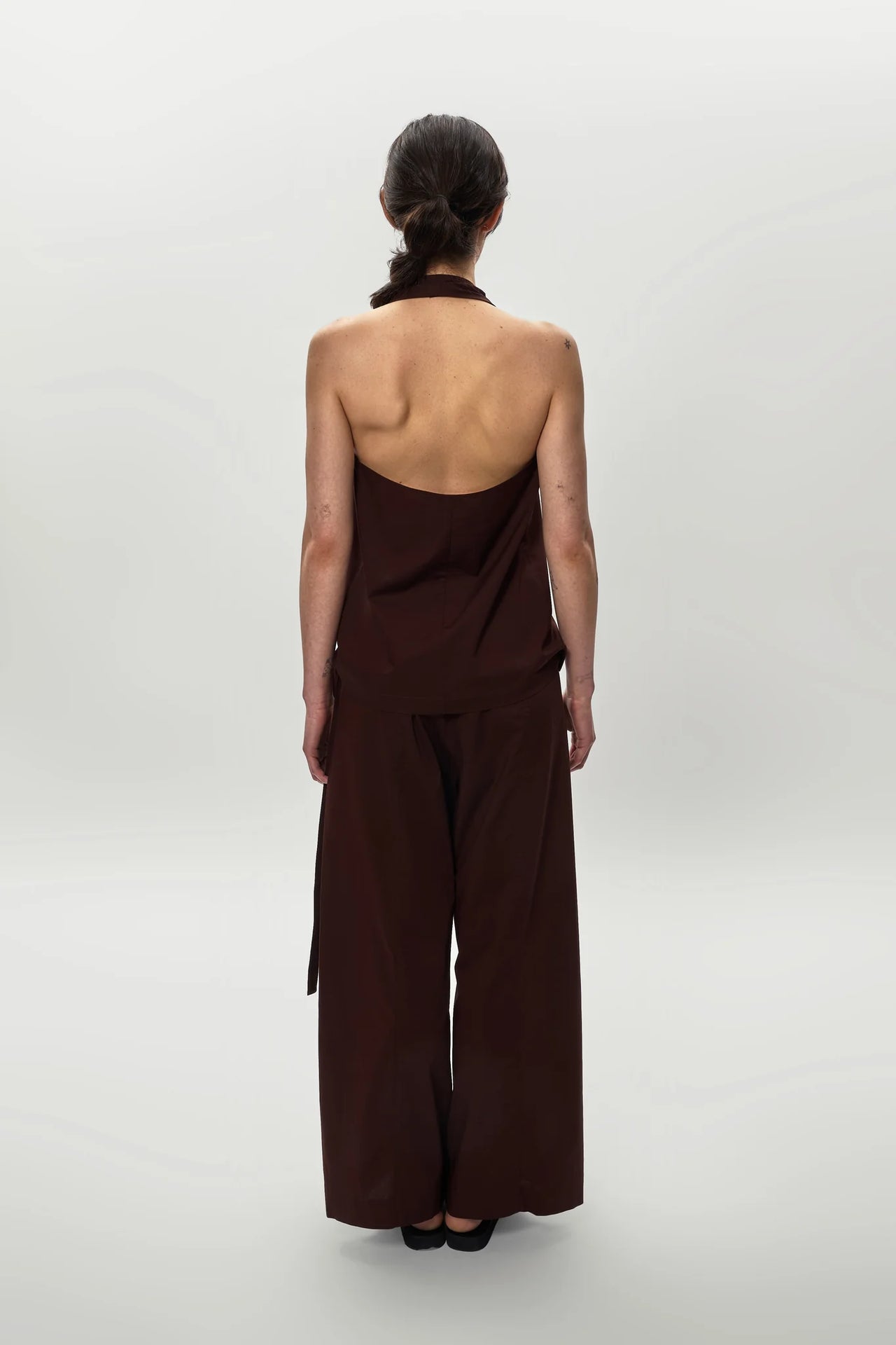 Poplin Halter Top in Brown