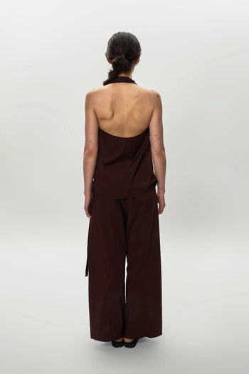 Poplin Halter Top in Brown