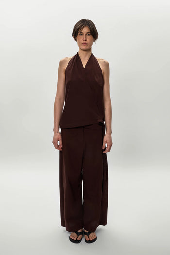 Poplin Halter Top in Brown