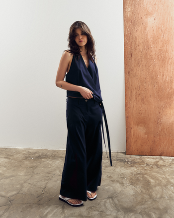 Poplin Halter Top in Indigo