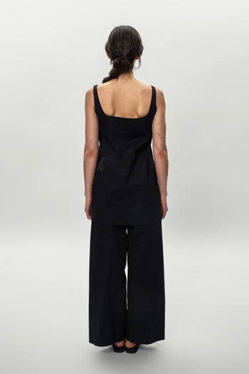 Poplin Long Tunic in Black
