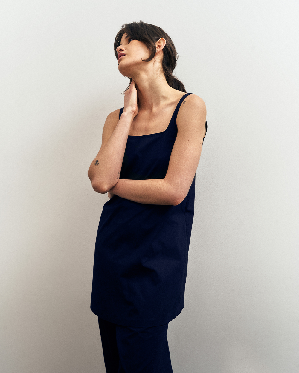 Poplin Long Tunic in Indigo