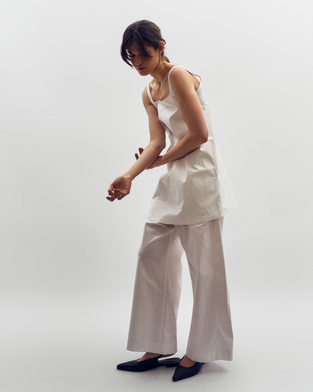 Poplin Long Tunic in White