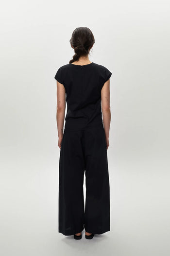 Poplin Ruched Top in Black
