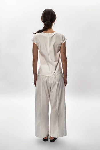 Poplin Ruched Top in White